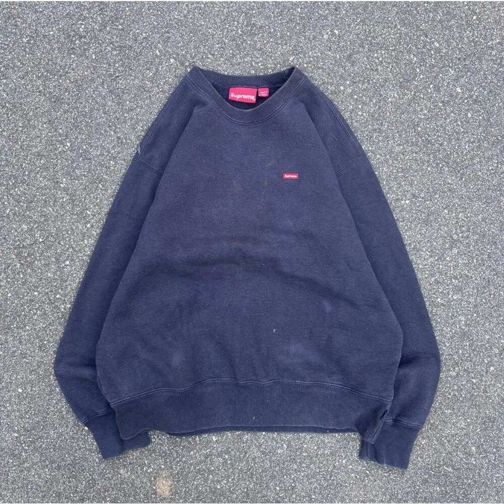 Supreme Crewneck US M Heavyweight Canada Cotton Sweatshirt Black Blank Box Logo